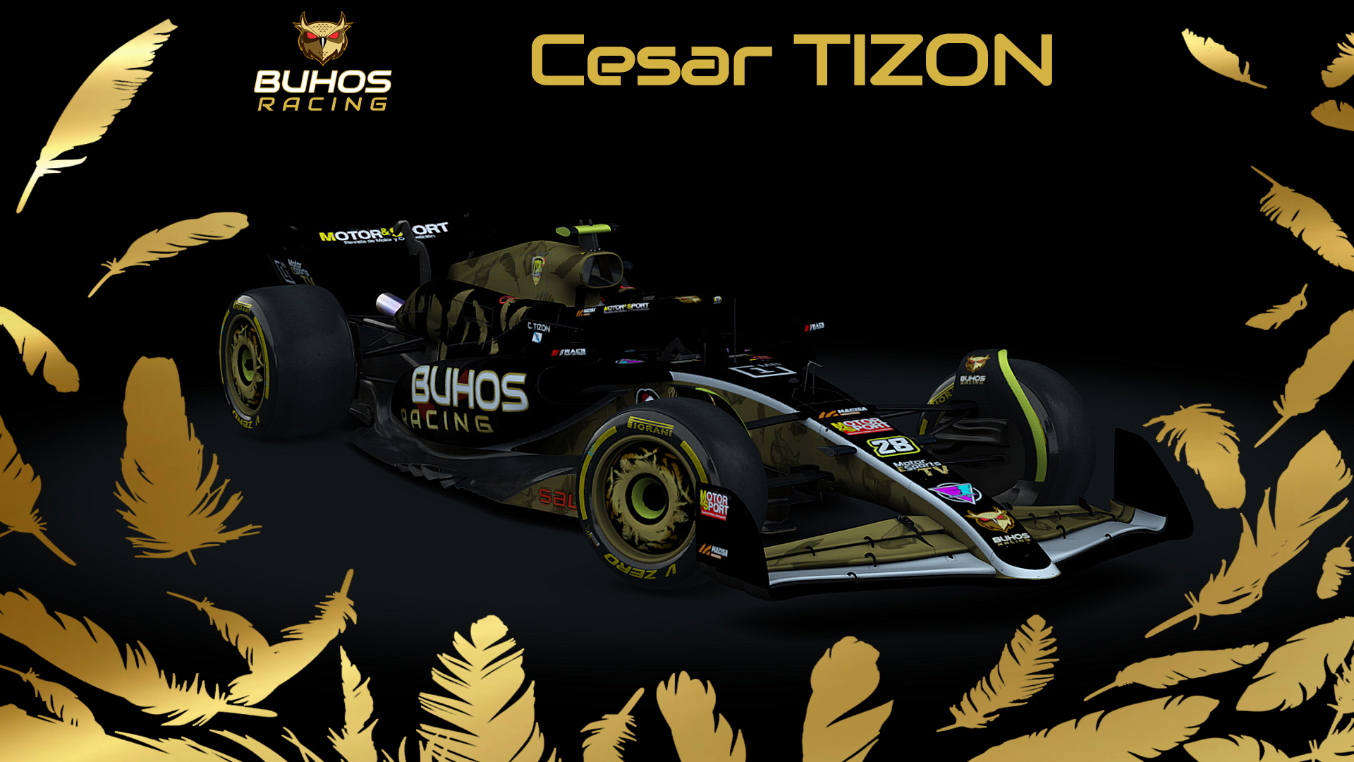 VRC Formula Alpha 2024, skin Buhos_Racing_Cesar_Tizon