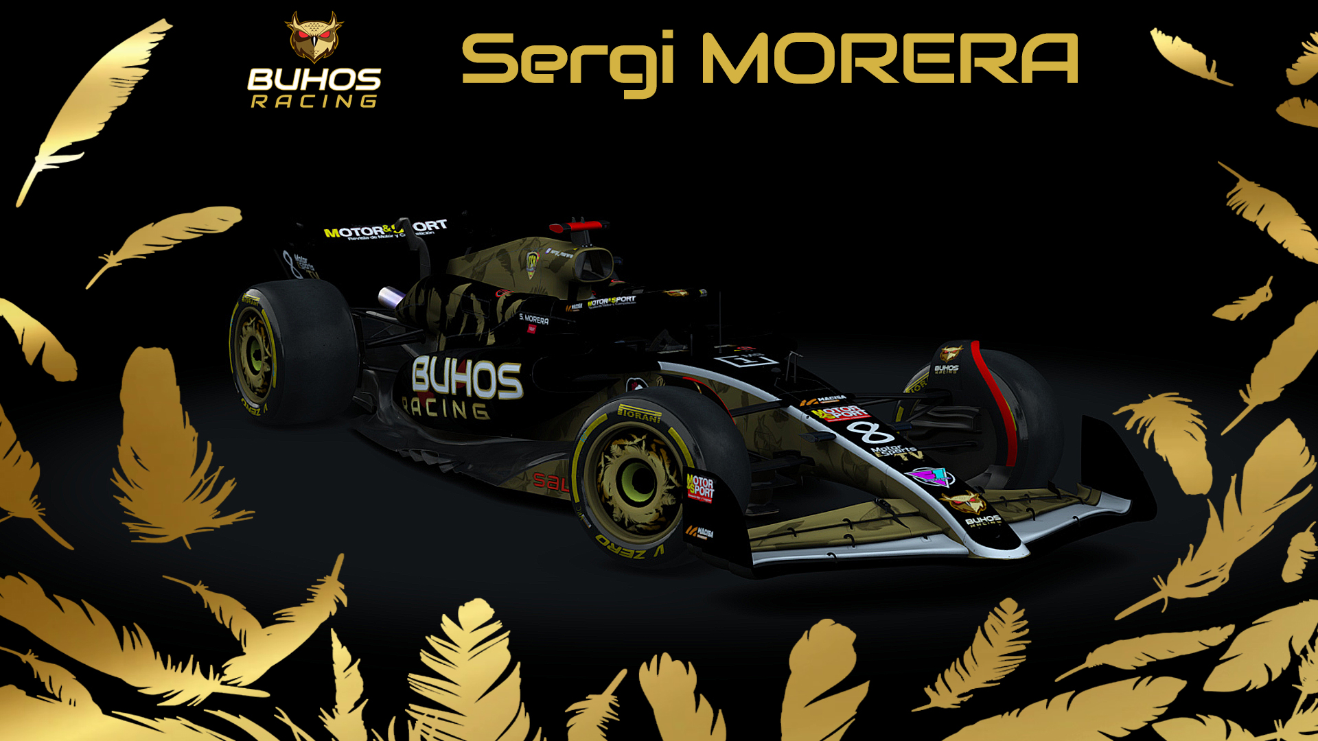 VRC Formula Alpha 2024, skin Buhos_Racing_Sergi_Morera